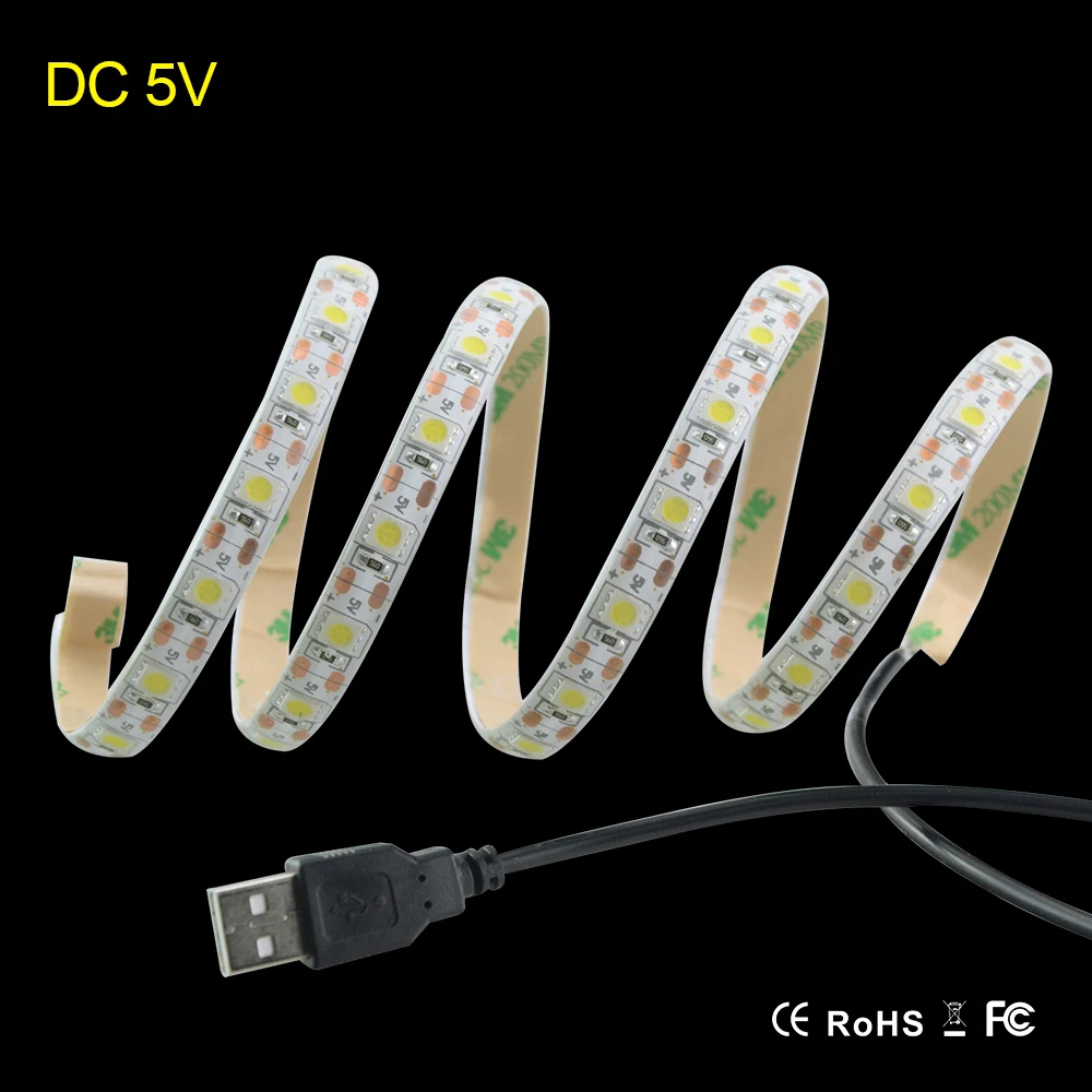 Светодиодная лента 1 м SMD 5050 5 в пост. Тока USB для декора RGB белого/теплого белого
