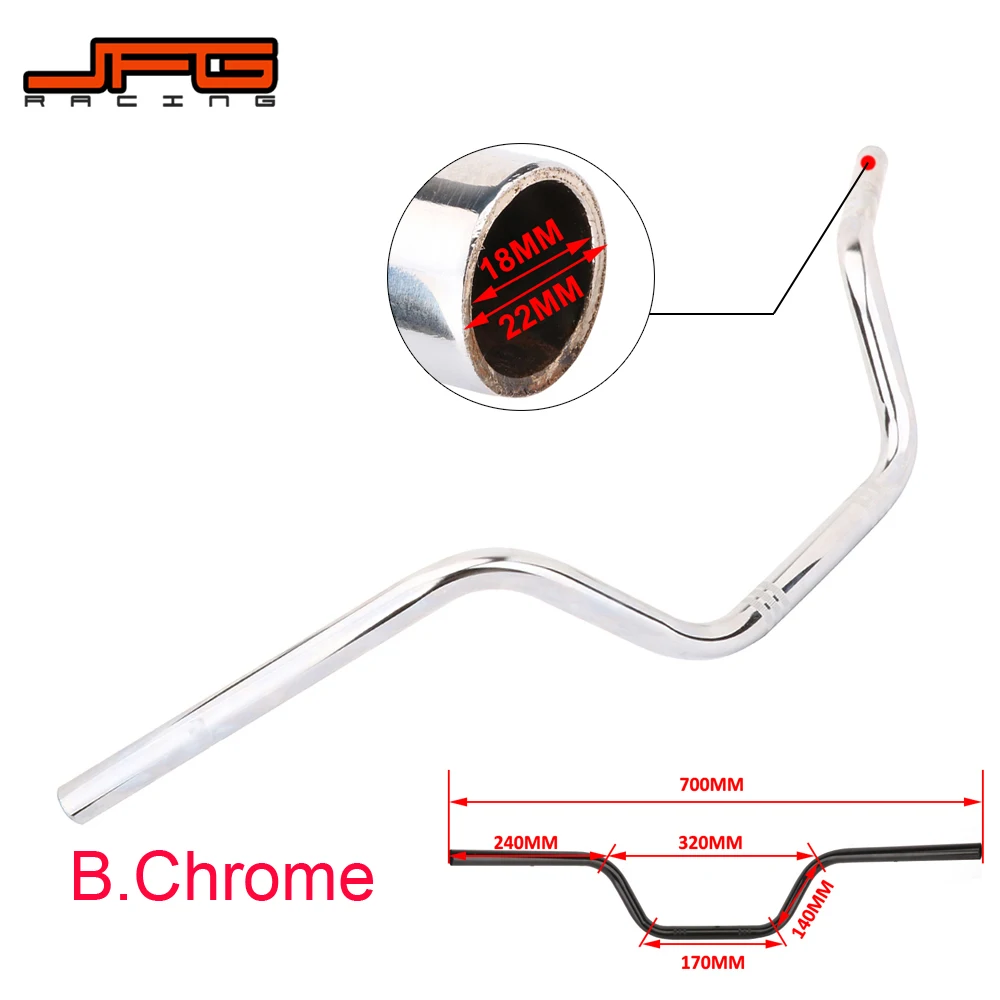 B.Chrome 22MM Мотоцикл 22 мм 7/" или 25 мм 1" Руль хромированный ретро ручка Z бар для Harley Sportster 1200 883 Touring Chopper Bobber - Цвет: B.Chrome 22MM