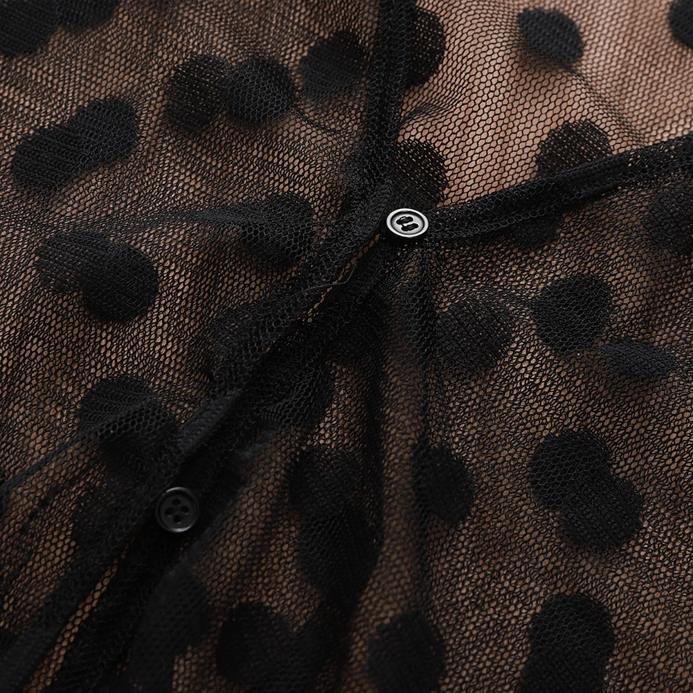 Летнее женское бикини с кружевной сеткой в горошек пляжный купальник длинное