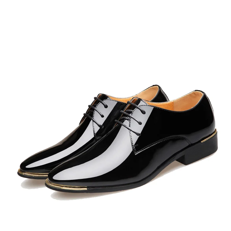 NPEZKGC/Новинка года; Мужская качественная обувь из лакированной кожи; Zapatos de hombre; размеры 38-47; черные кожаные мягкие Мужские модельные туфли