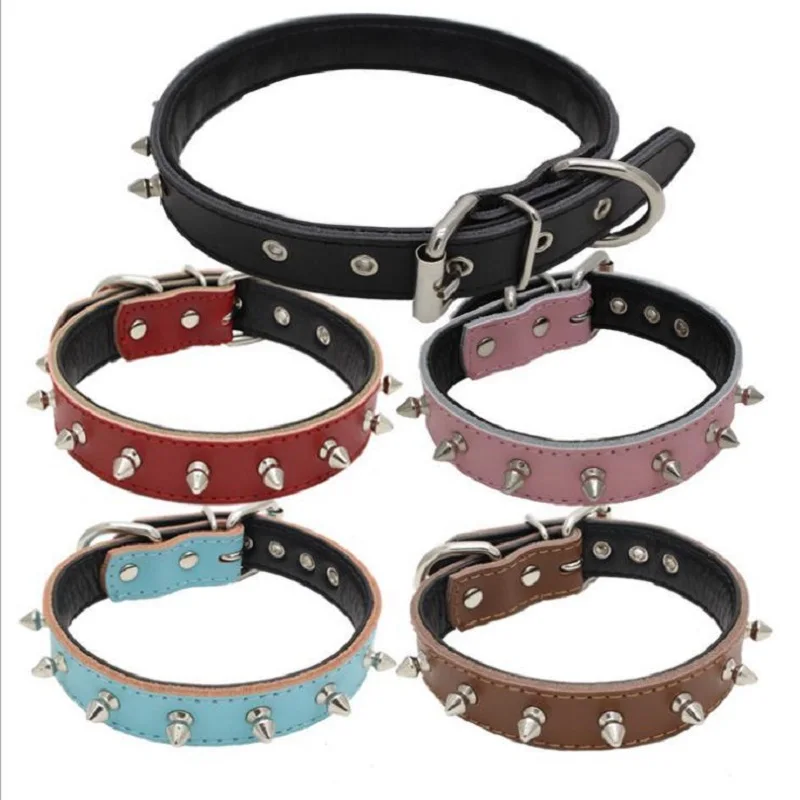 Поводок высокого качества с шипами кожаные ошейники для собак маленьких средних