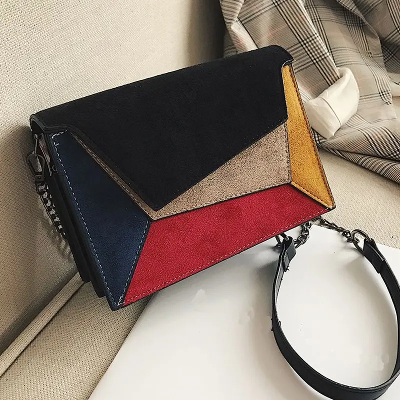 Модные женские туфли сумка Лоскутная нубук Сумки Bolsas Feminina брендовые плечевым