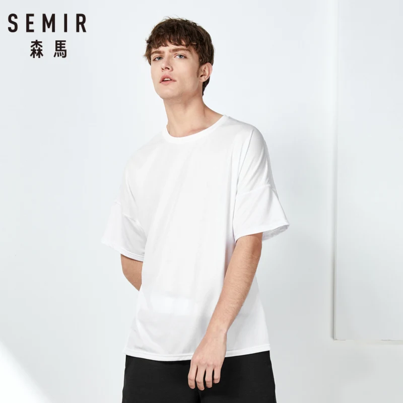 Мужская футболка с коротким рукавом SEMIR черная свободная круглым вырезом лето