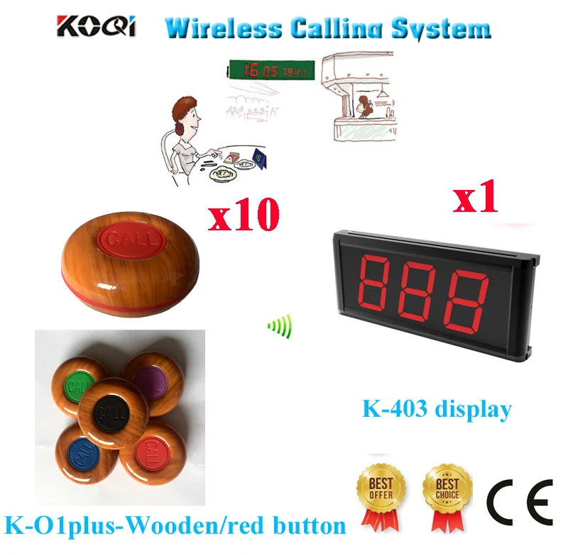 Call Bell System Wireless Guest Calling Restaurant Pager CE Passed Any Logo Acceptable(1 Display+10 Call Button)