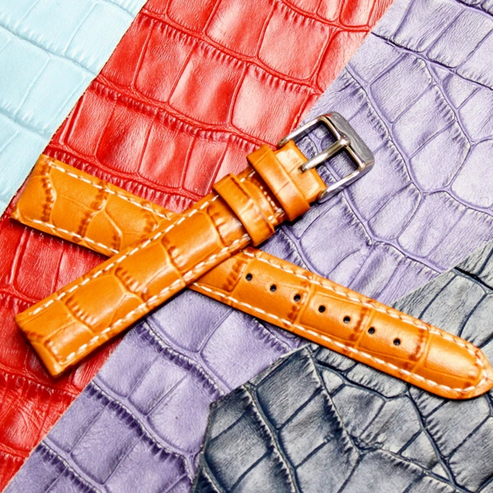 16 мм загар стежка белый все из натуральной кожи унисекс часы ремешок WB1036 16GB