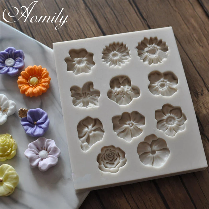 Aomily DIY формы для шоколадных тортов ромашки Силиконовые Конфеты желто пудинг