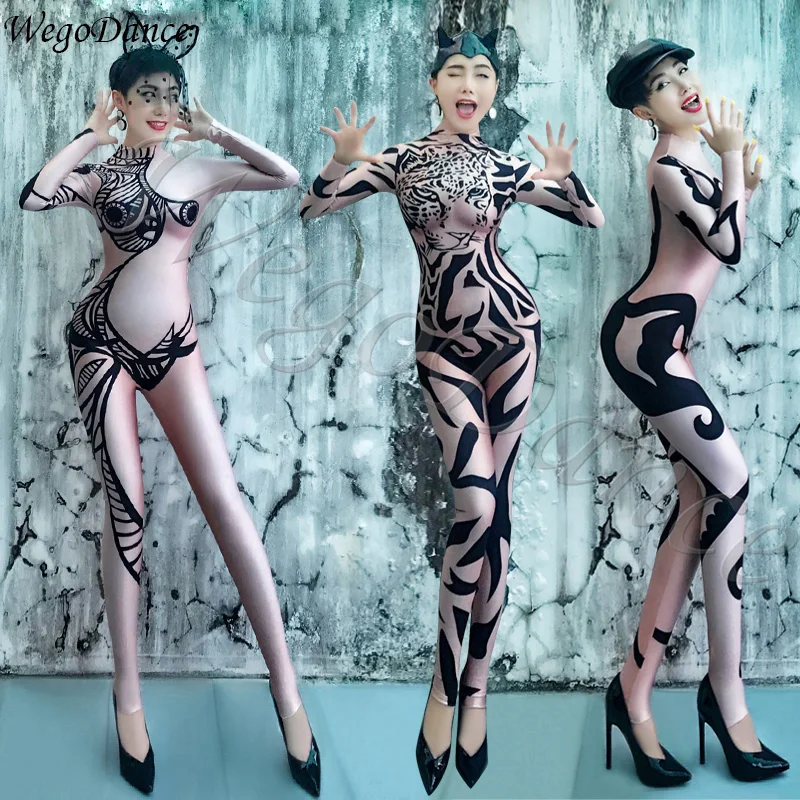 

DS new fashion sexy printing evening dress Gogo female singers dancers costume freeshipping
