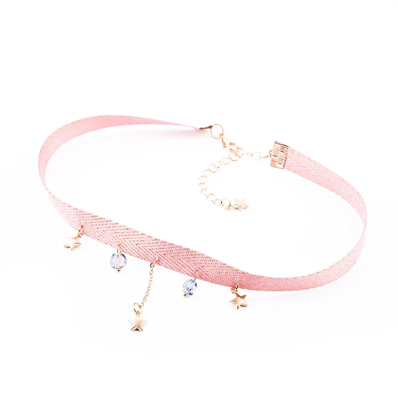 Pink DoreenBeads модная новинка, колье-чокер, простое бархатное ленточное ожерелье, подвеска звезда, луна, земля, Трендовое ювелирное изделие, 1 шт - Окраска металла: Pink