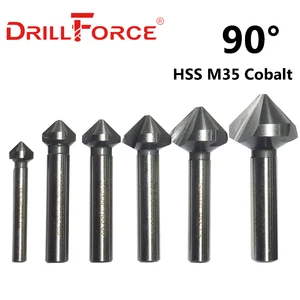 Сверла для зенковки Drillforce 4,5-40 мм, HSSCO Cobalt, 3 канавки, 90 градусов (1014, 416, 520, 52531 мм)