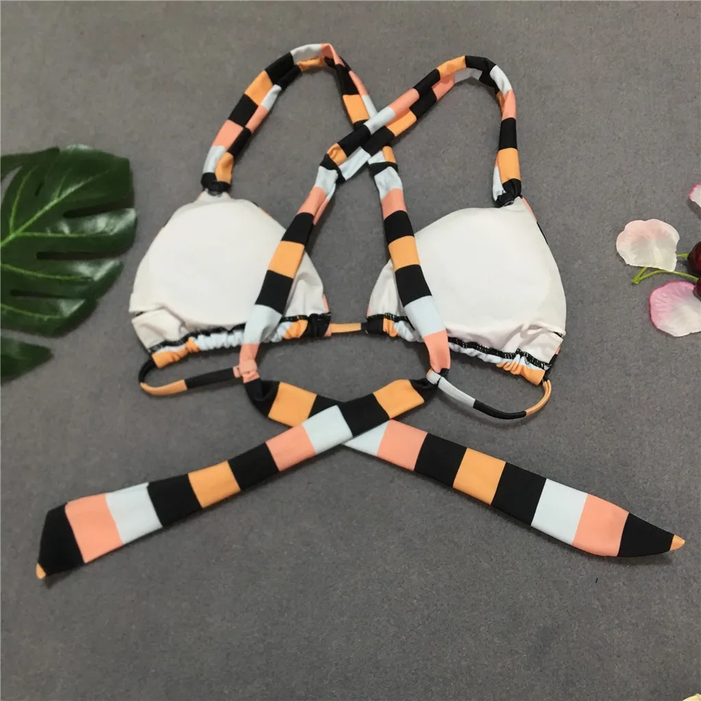Бикини Maillot De Bain Femme купальник Полосатое облегающее купальный костюм Пляжная одежда танкини купальники для женщин мини бикини