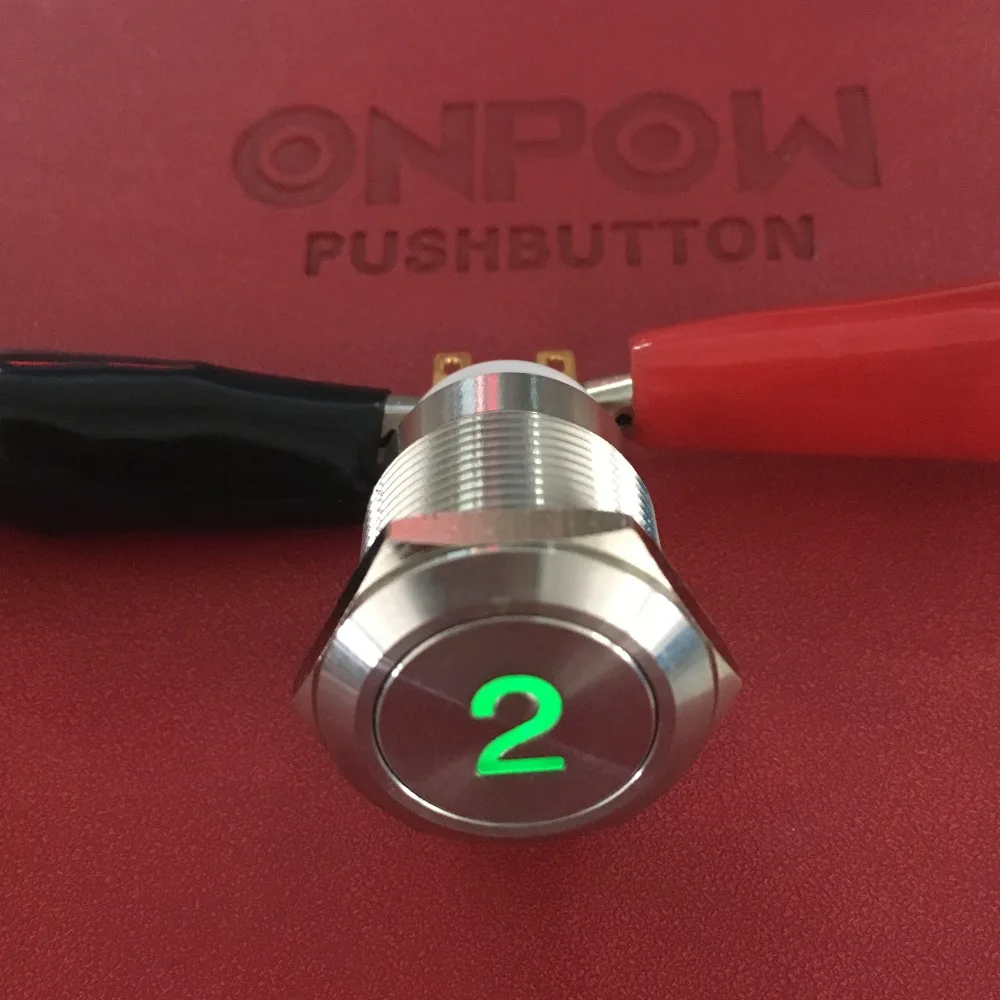 ONPOW 19 мм металлический Мгновенный кнопочный переключатель с подсветкой