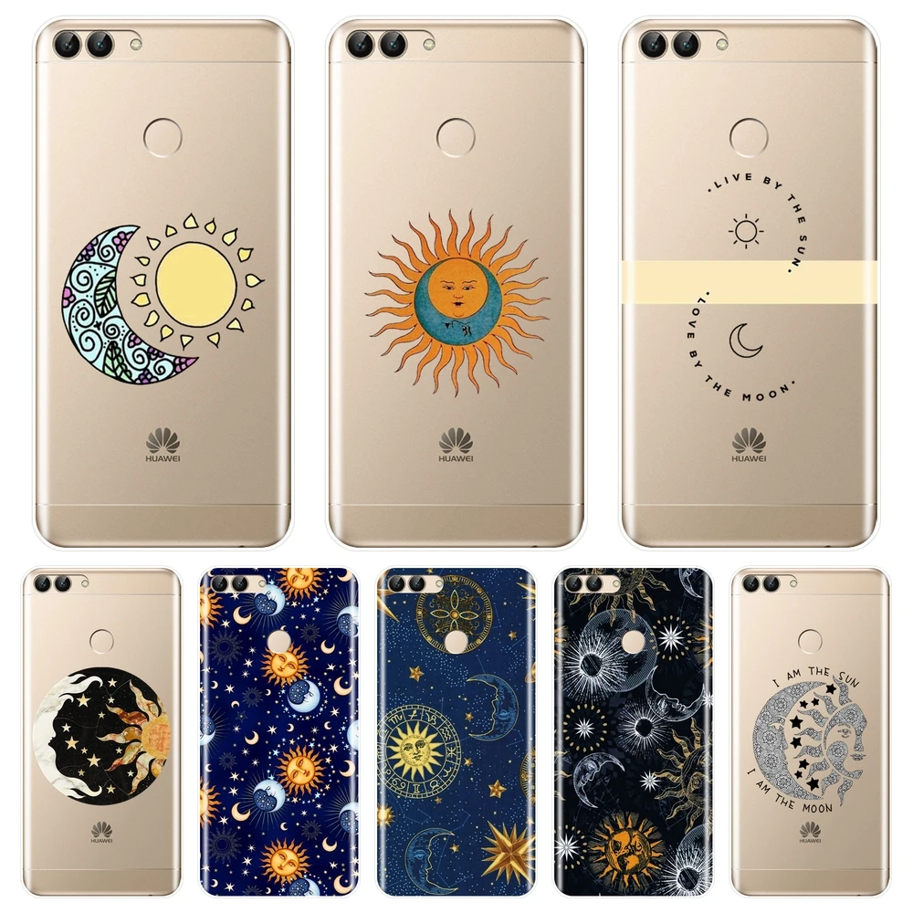 Задняя крышка для Huawei P9 Lite Mini P10 P Smart Plus P20 Pro Moon Sun Мягкий силиконовый чехол