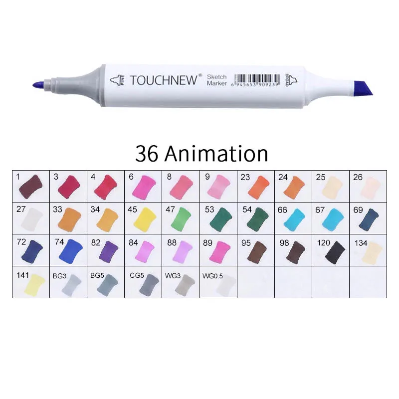 white 36 Animation Touchnew Набор цветных копировальных маркеров спиртовые ручки, маркеры для рисования товары для рукоделия кисть манга для рисования акриловый дизайнерский набор ручек для студентов - Цвет: white 36 Animation