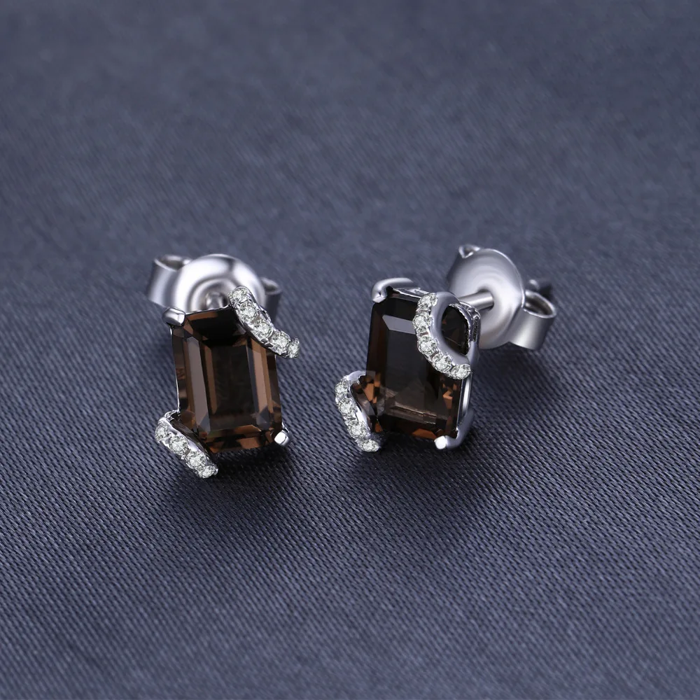 Jewelrypalace Изящные 1.6ct натуральная дымчатый кварц кластера Установка Серьги 925