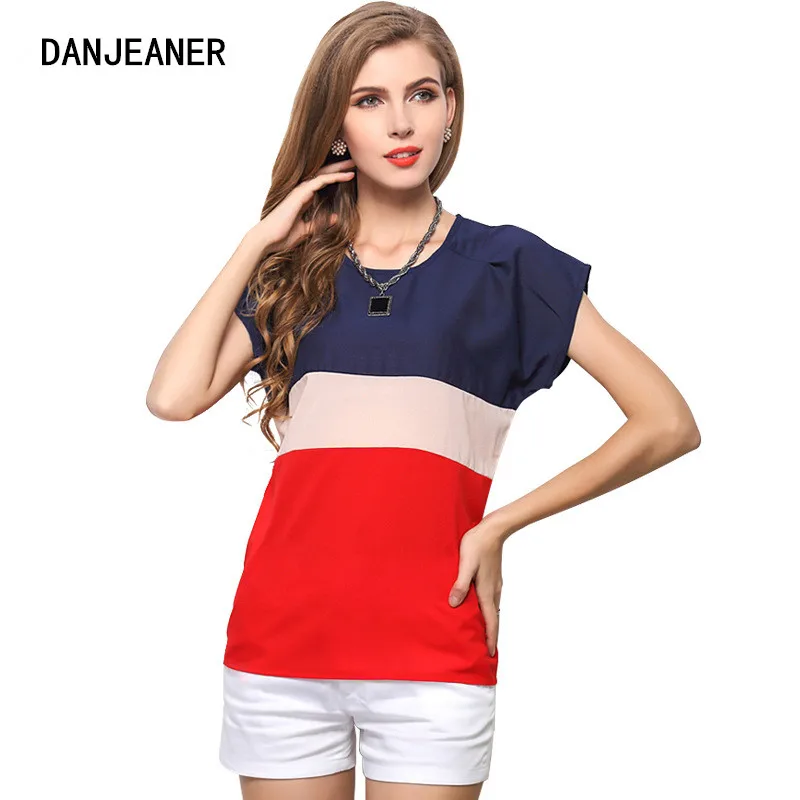 Блузка Danjeaner женская шифоновая с коротким рукавом 2017|blusas fashion|blusas pluswomen blouses |