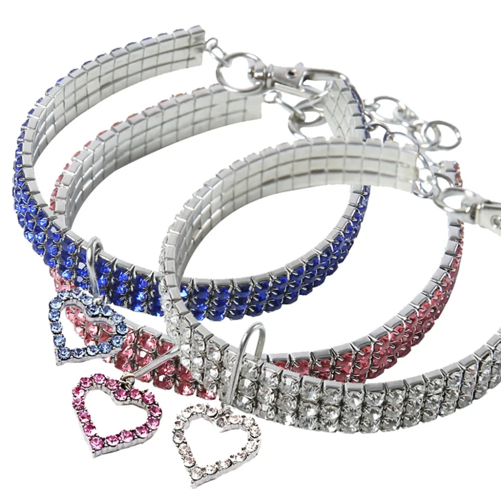 Милые мини ошейники для собак украшенные стразами Необычные поводок аксессуаров