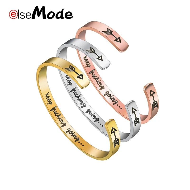 Браслеты манжеты ELSEMODE из нержавеющей стали 12 стилей вдохновляющие браслеты