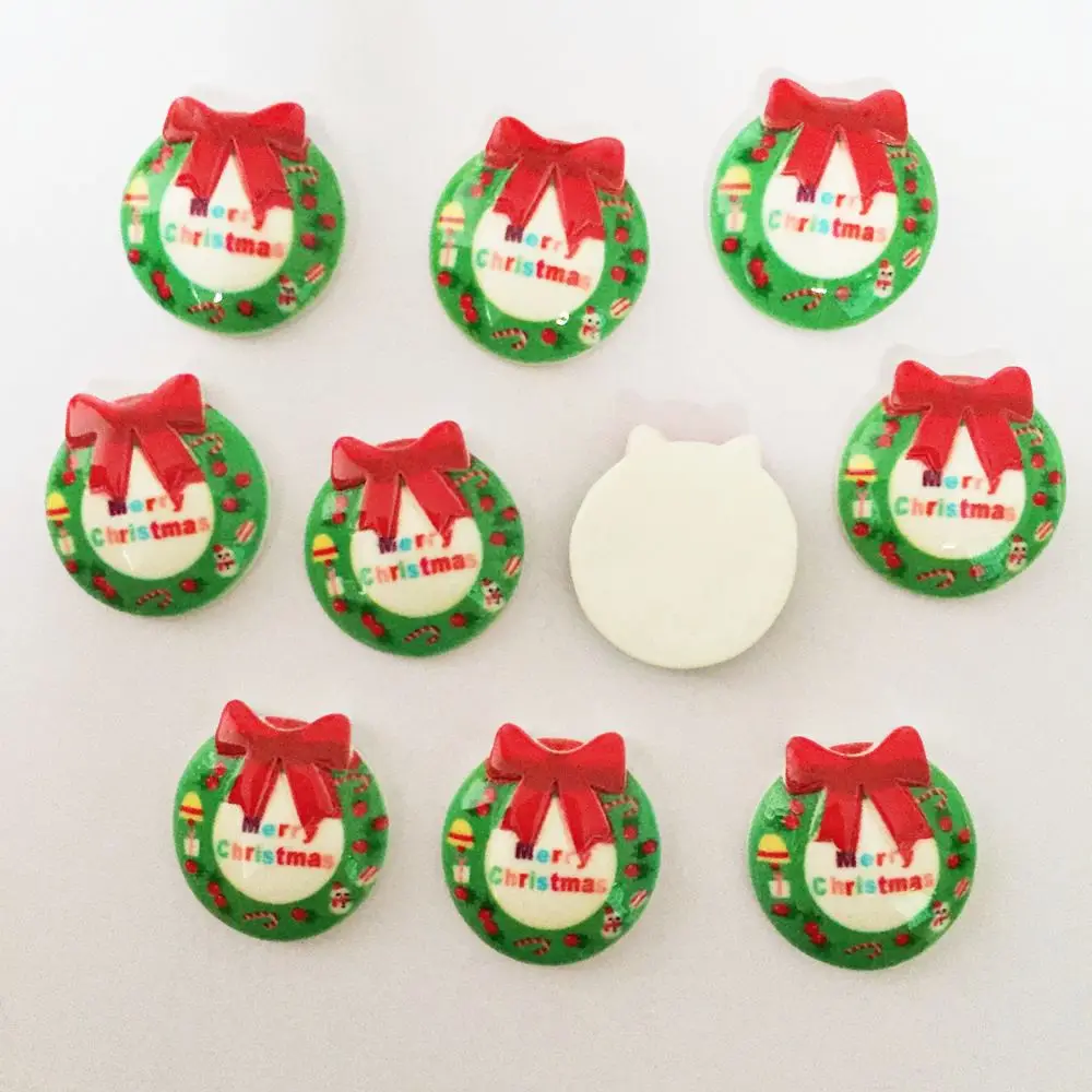 Сделай Сам 10 шт. Смола Ручная роспись Рождественский венок плоский