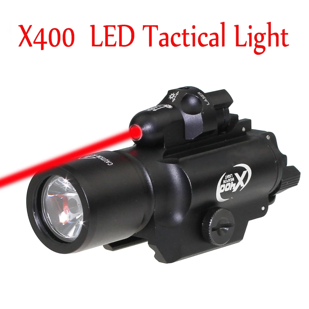 

SF Tactical X400 Laser Light Combo Led Weapon Gun Red Laser Flashlight Tactical Handgun Scout Light Rail Mounted for Hunting