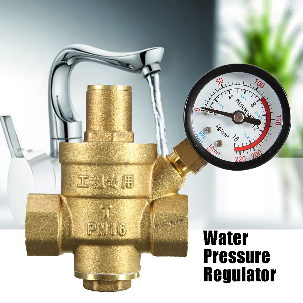 85*63mm DN15 3/4&quot Brass Water Pressure Reducing Maintaining Valves Regulator Adjustable Relief With Gauge Meter | Инструменты