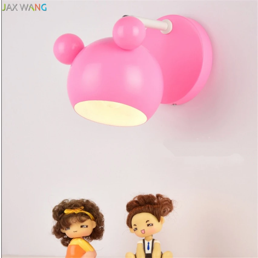 JW_Pink Настенные светильники принцессы с мультяшной мышкой для спальни детской