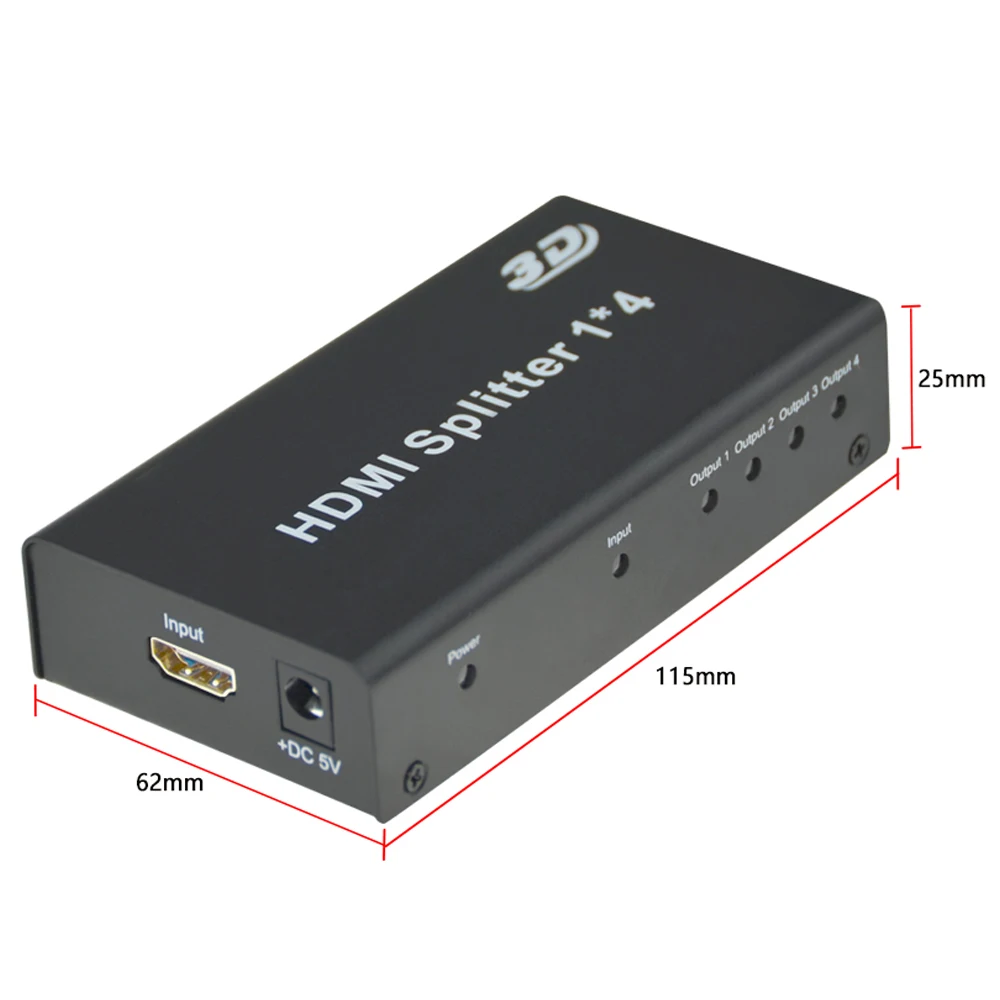 Сплиттер HDMI Aikexin 4 Way 1x4 порта видео сплиттер 1 в выхода 3D Full HD 1080P с адаптером
