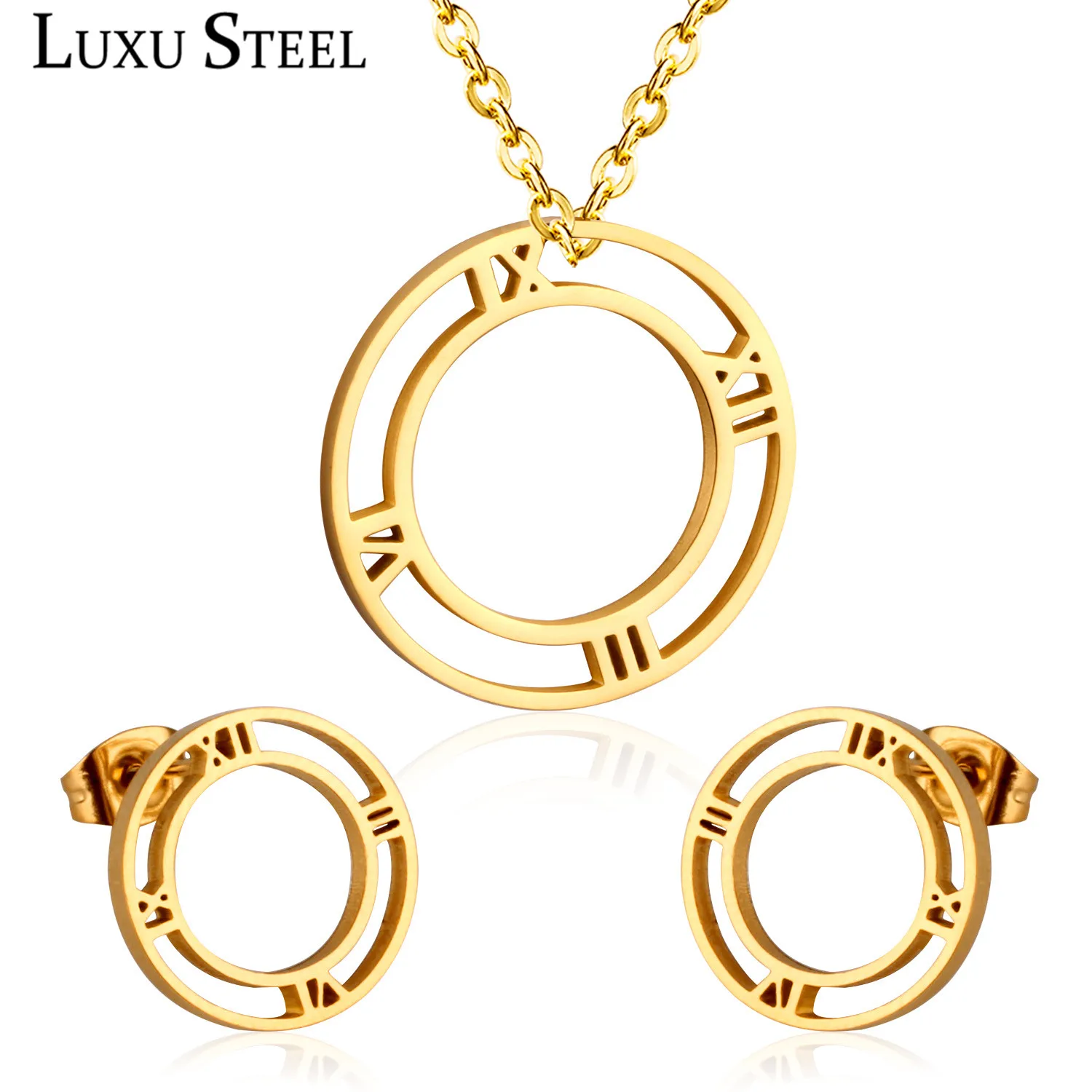 Женское Ожерелье LUXUSTEEL сережки с круглым кулоном в римском стиле ювелирные