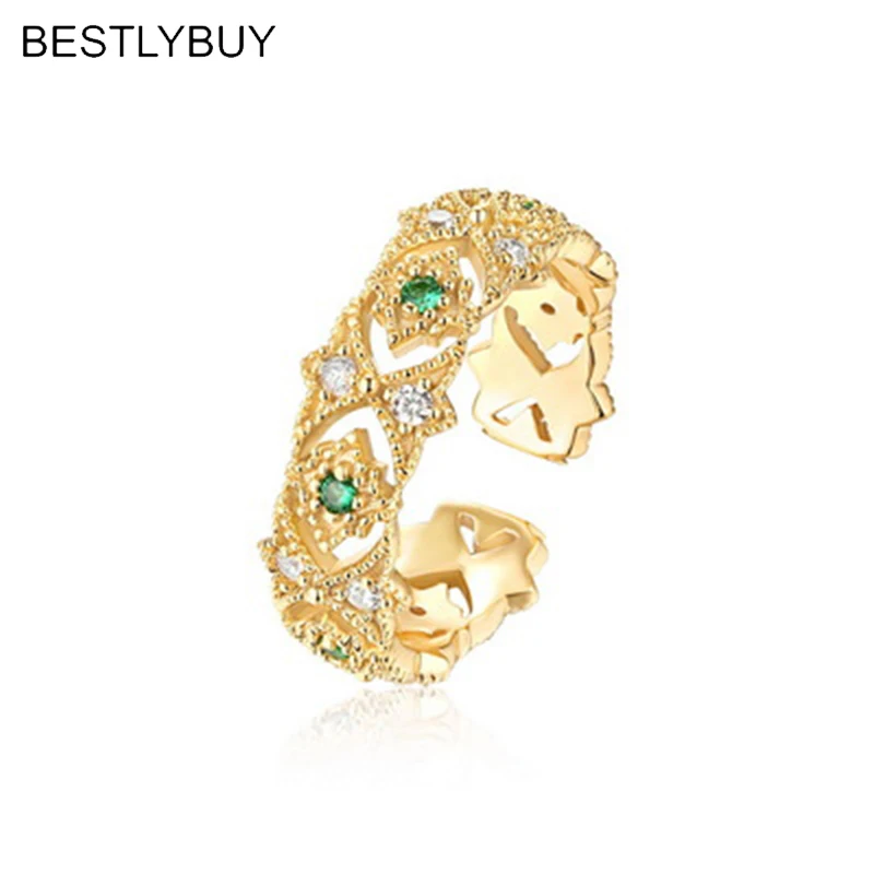 Новинка 2018 блестящее кружевное кольцо BESTLYBUY из серебра 100% пробы золотого цвета