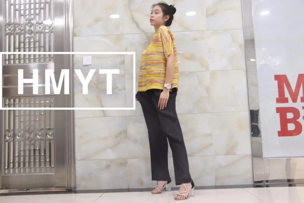 

HOT SELLING fashion pleated top o-neck the half sleeve stripe T-shirt IN STOCK