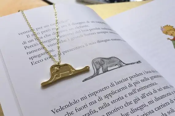 Baby Elephant in Snake Necklace Little Le Petit Prince Story Cartoon Image Cute Animal charm Necklaces jewelry | Украшения и