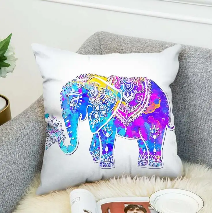 Watercolor Elephants New High Grade Decorative Pillow Case Car Home Sofa Cushion Cover 3D Digital Print style-1 | Дом и сад