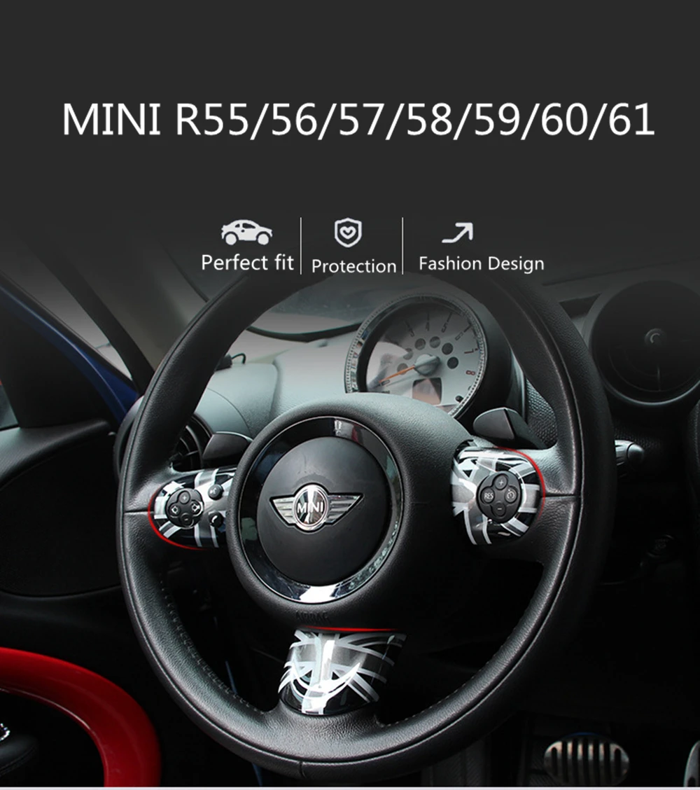 3 шт. Юнион Джек для Mini Cooper JCW Clubman R55 R56 R57 R58 R59 R60 R61 Автомобильный руль наклейка покрытие украшение автомобиля Стайлинг