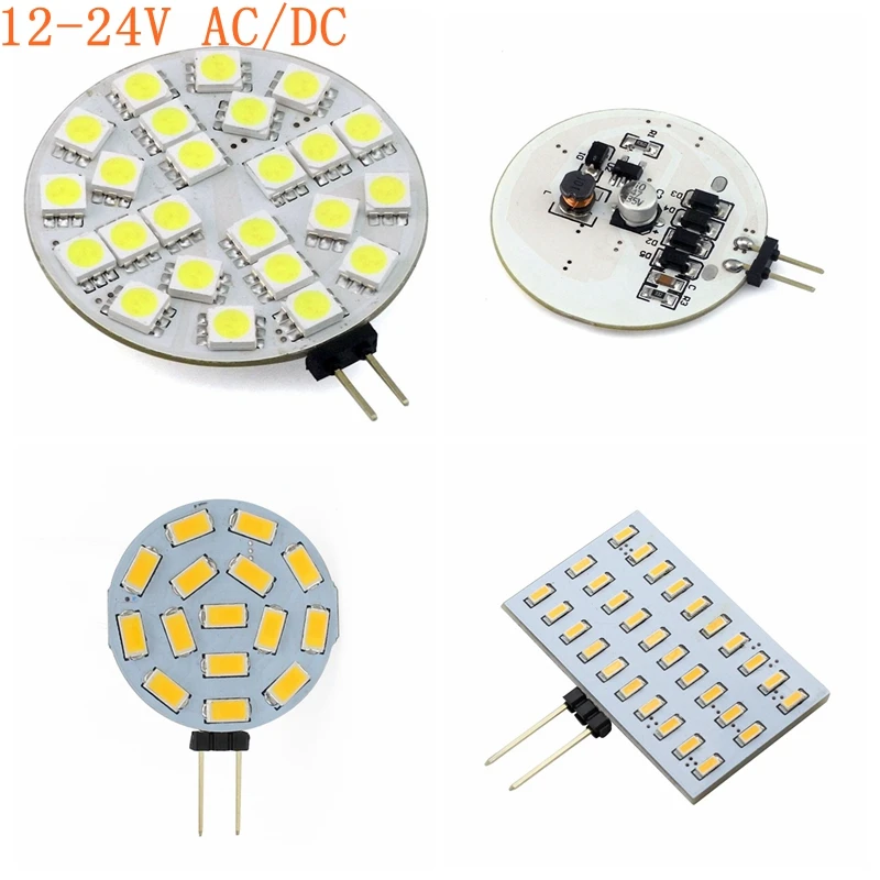 2 Вт 3 G4 светодиодный лампы 12V 24V AC/DC круглый домашняя лампа 15/24/30 s 5730/5050/4014