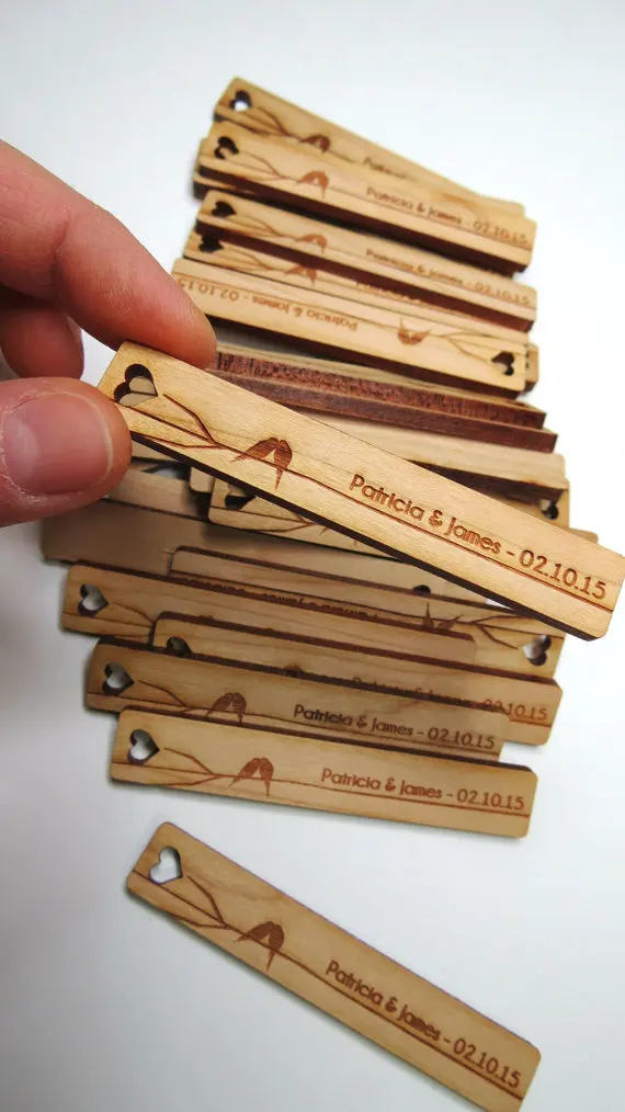 

personalized name date Wooden Wedding birthday gift favor tags bridal shower engagement party favors invitation inserts