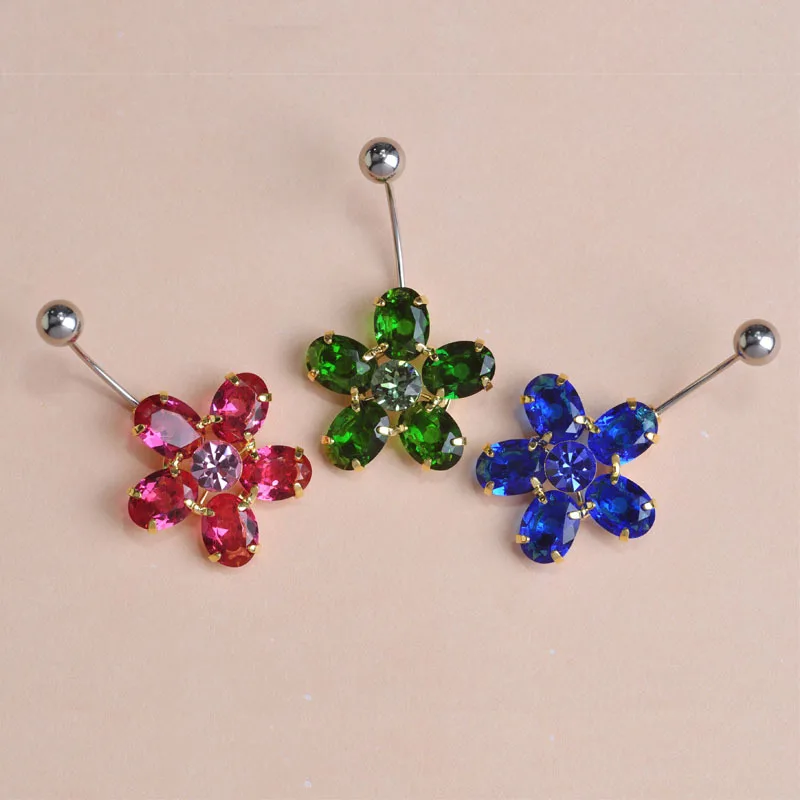 Зеленые циркониевые потенциальные кольца на пупок Сексуальные Ювелирные