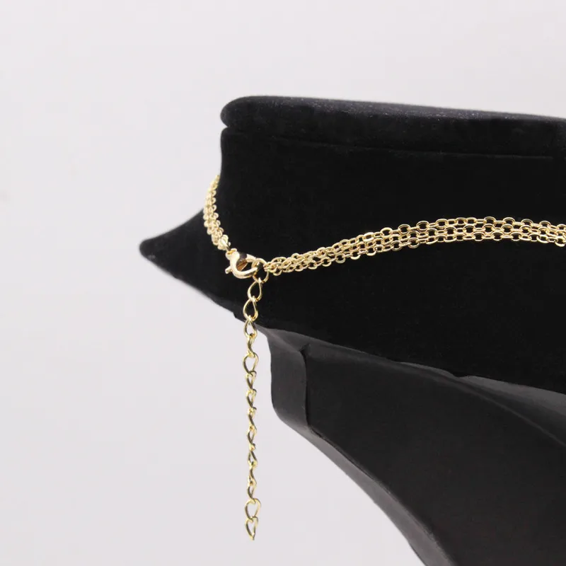 Женское колье с подвеской-бахромой трехслойное массивное ожерелье из