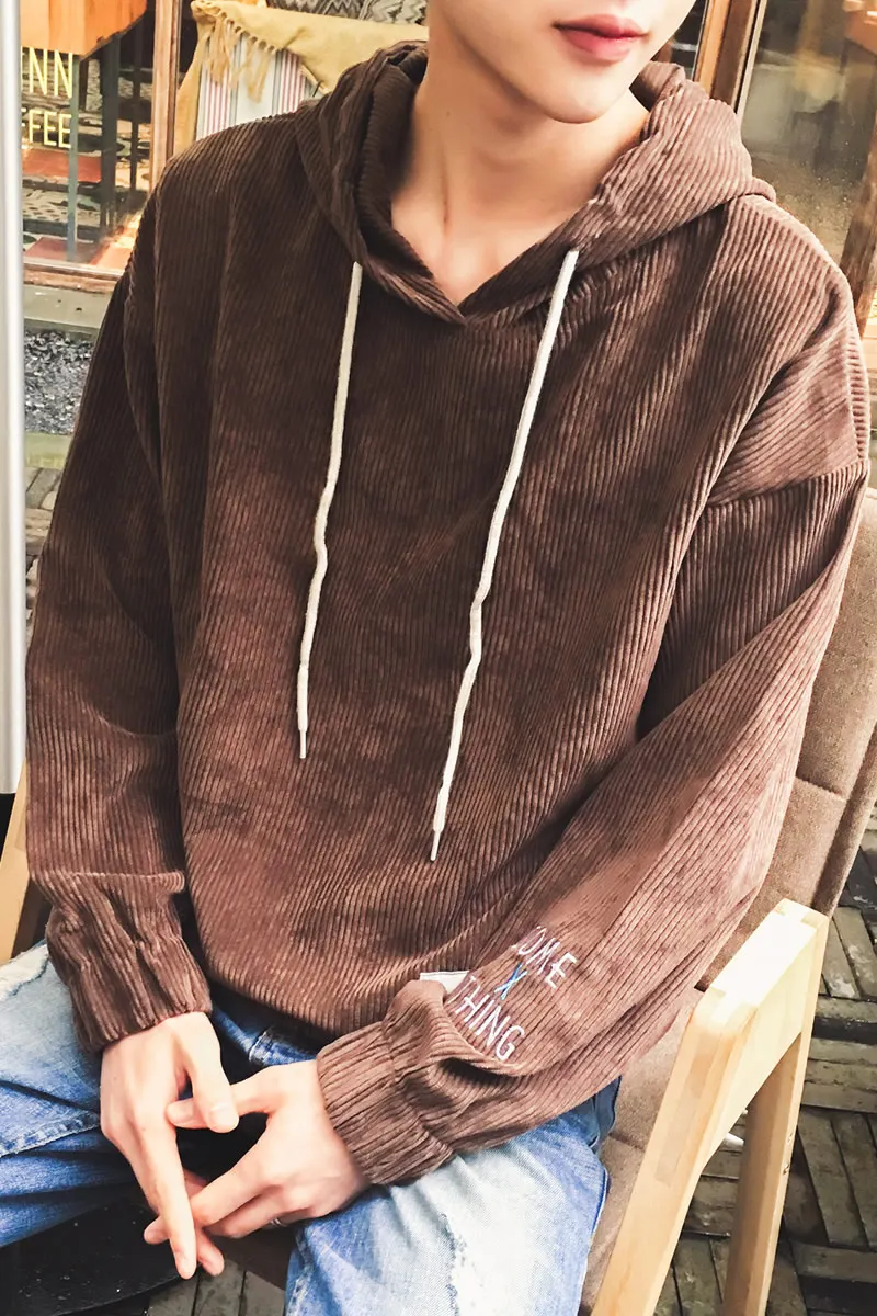 

spring corduroy jacket and coat male Hoodies Men Autumn Solid Hooded Sweatshirts Male Hip Hop Casual Skateboards Streetwear