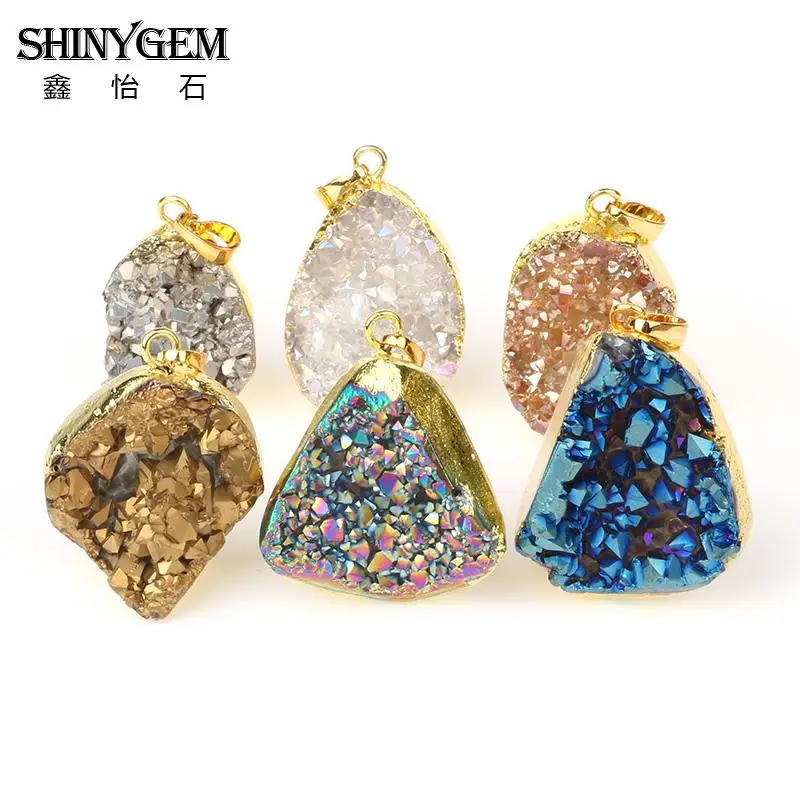 Подвеска из драгоценных камней|stone charm|titanium druzyagate stone |
