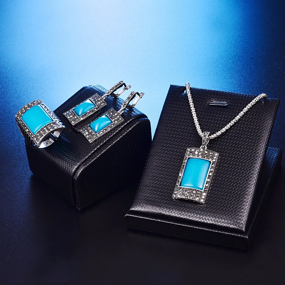 Набор винтажных ювелирных изделий с кристаллами для женщин полный черный горный