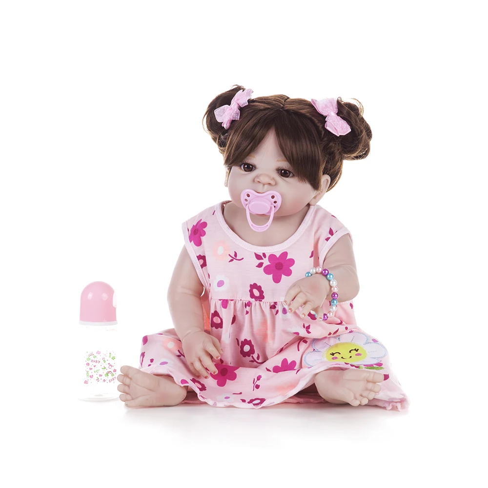 55 см полное Силиконовое боди Reborn Baby Doll игрушка как настоящая 22 дюймов