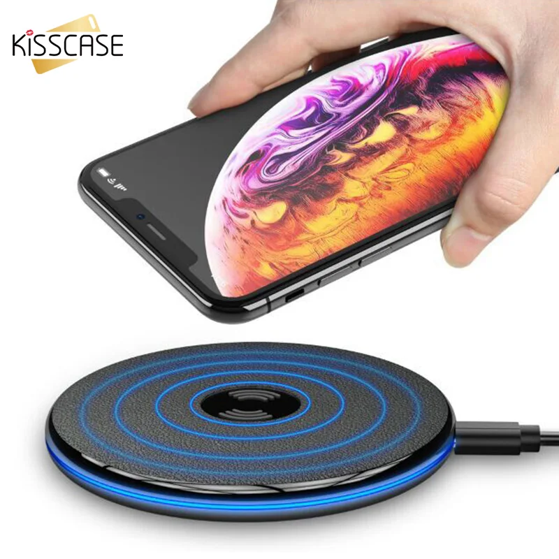 KISSCASE Беспроводной Зарядное устройство для iPhone X/XS Max 8 Plus USB Pad быстрой зарядки samsung