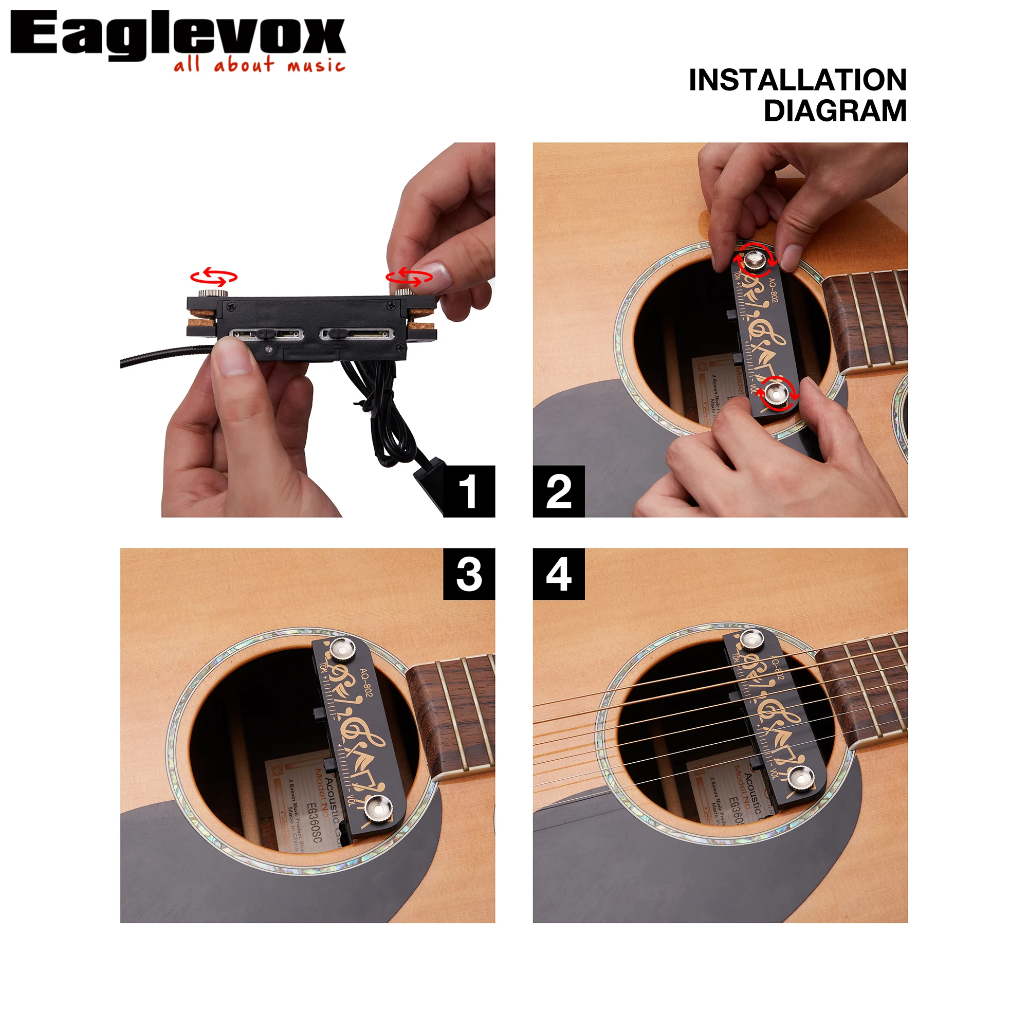 Active Guitar Pickup Low Noisy with Microphone for 38&quot-41&quot Acoustic and Classical Offer Powerful Consistent Tone | Спорт и