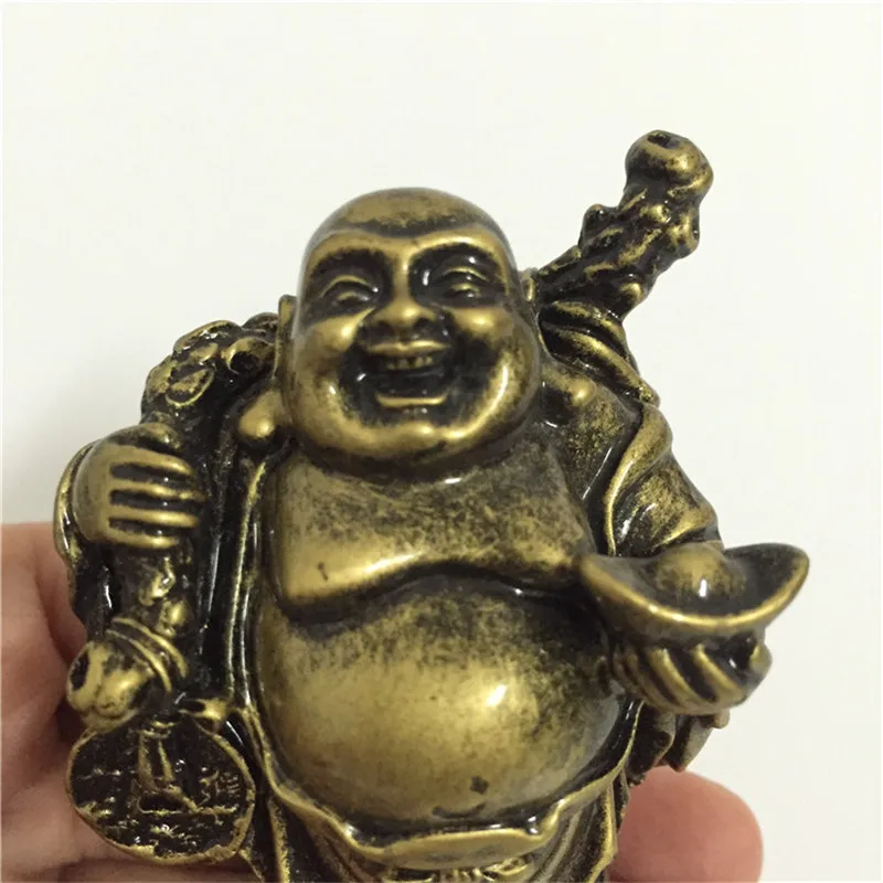 Китайская статуя Будды Maitreya из слиток украшения подарок резные бронзовые