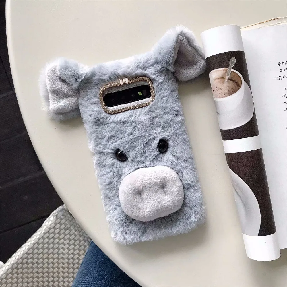 Plush Lucky Pig Case for Wiko Upulse Lite Pulp Fab 4G Fever Jerry 2 Soft Fur Cute 3D Piggy Ears Fluffy Protective Cover | Мобильные