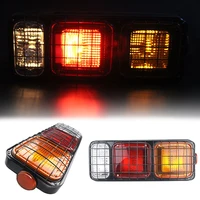 2pcs bulb iron square tail lights with net red yellow white 12v truck trailer car rear stop turn signal reverse lamp