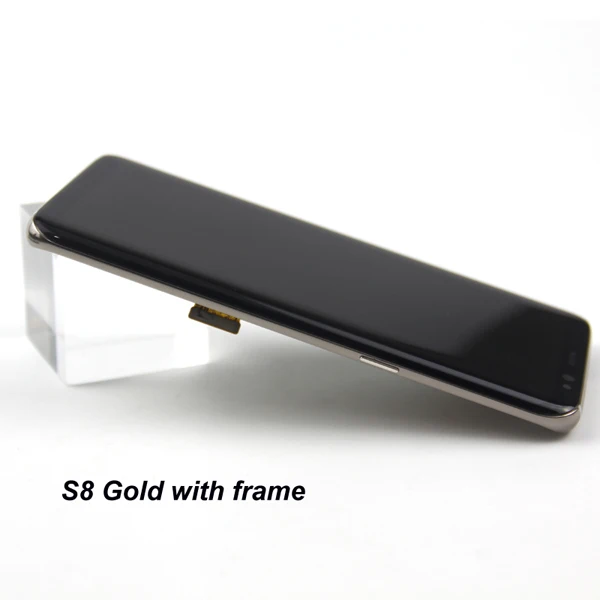 S8 Gold frame Super Amoled для SAMSUNG Galaxy S8 дисплей S8 Plus G950 G950F G955 G955F кодирующий преобразователь сенсорного экрана в сборе+ рамка - Цвет: S8 Gold frame