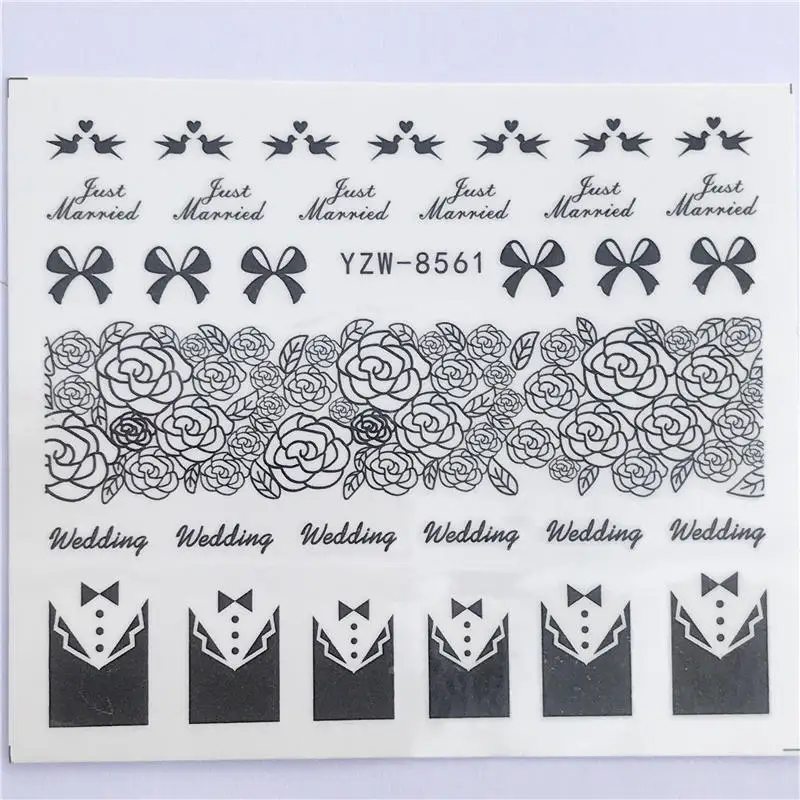 FWC 1 Sheet Nail Sticker Flower Decal Animal Flamingo Deer Butterfly Nail Art Water Transfer Slider Foils Decoration - Color: YZW-8561