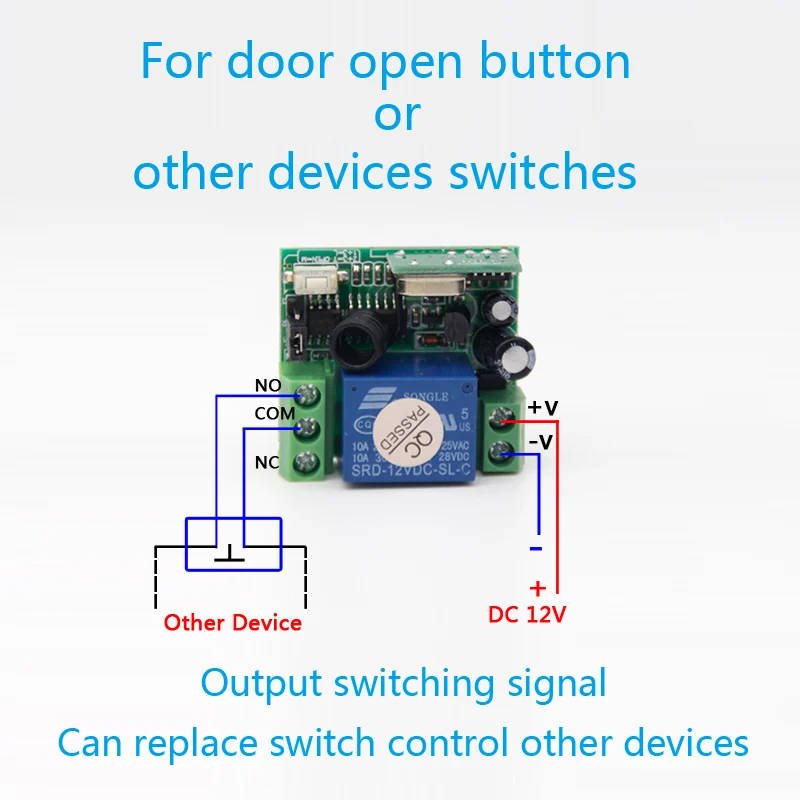 433 МГц Универсальный беспроводной пульт дистанционного управления DC 12 В 1CH