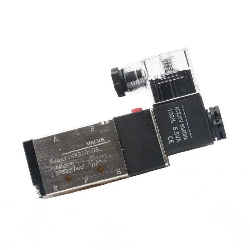 

1PCS Pneumatic Solenoid Valve 5 Way 2 Position 1/4" 1.5-8kgf/cm2 Pressure Range