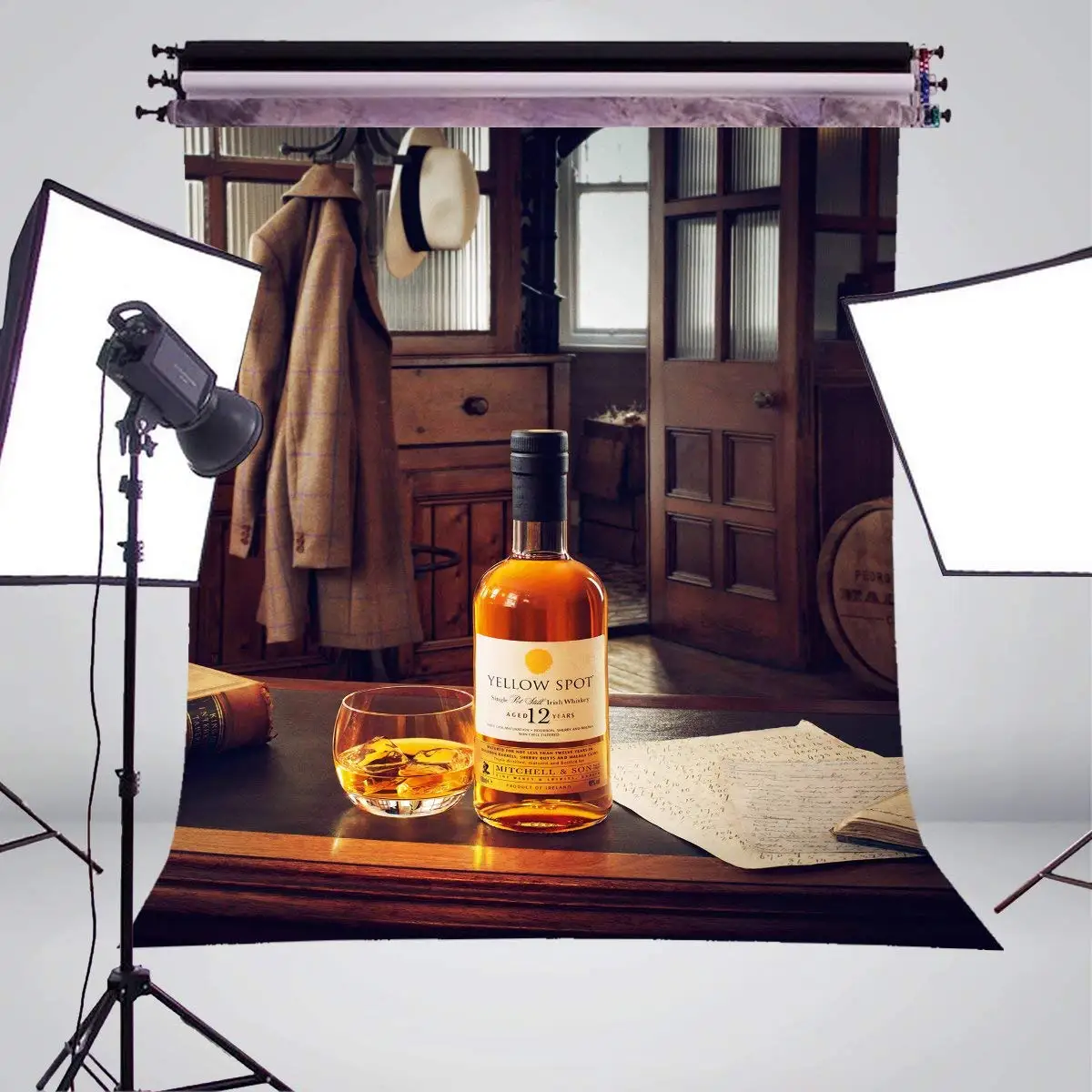 Alcohol Spirits Drinks YELLOW SPOT Backdrop Whiskey Photography Background Studio Props Wall 5x7ft | Электроника